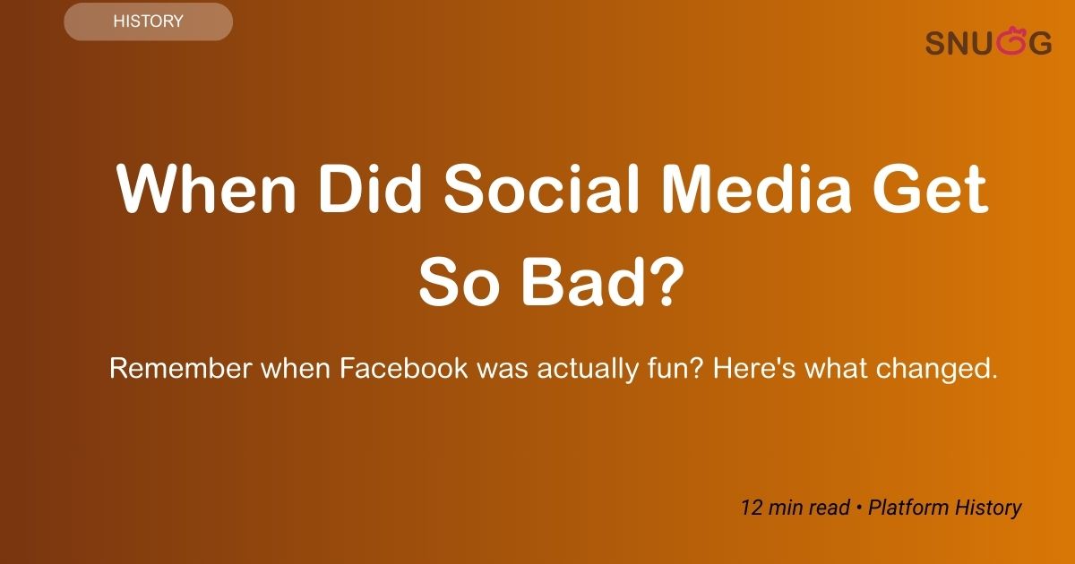 Timeline showing key moments when social media platforms shifted from user-focused to ad-driven